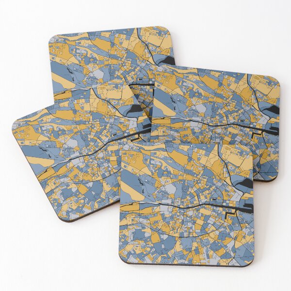 Item preview, Dublin Map Pattern in Blue & Gold designed and sold by PatternMaps.