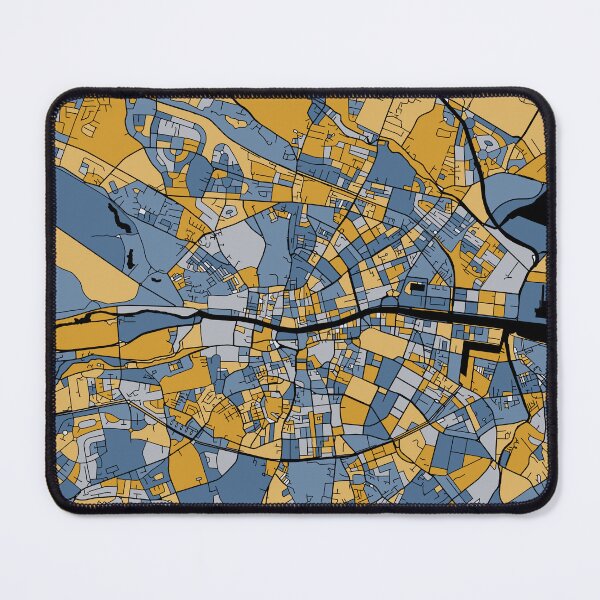 Item preview, Dublin Map Pattern in Blue & Gold designed and sold by PatternMaps.