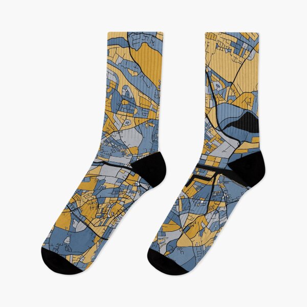 Item preview, Dublin Map Pattern in Blue & Gold designed and sold by PatternMaps.