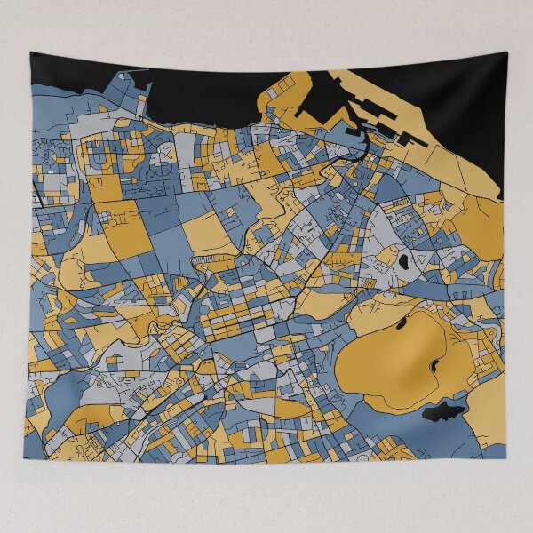 Item preview, Edinburgh Map Pattern in Blue & Gold designed and sold by PatternMaps.