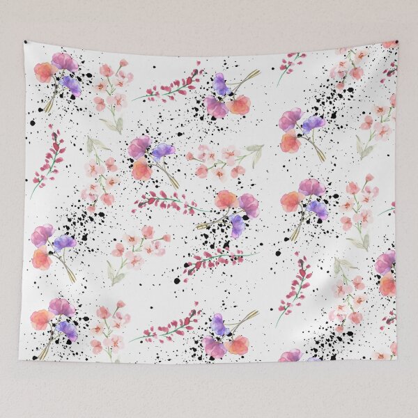 Item preview, Black Ink Splashed Florals designed and sold by BumbleChynxBee.
