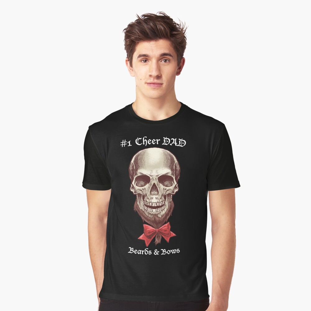 Cheer Skull Beard Bow Dad T-Shirt