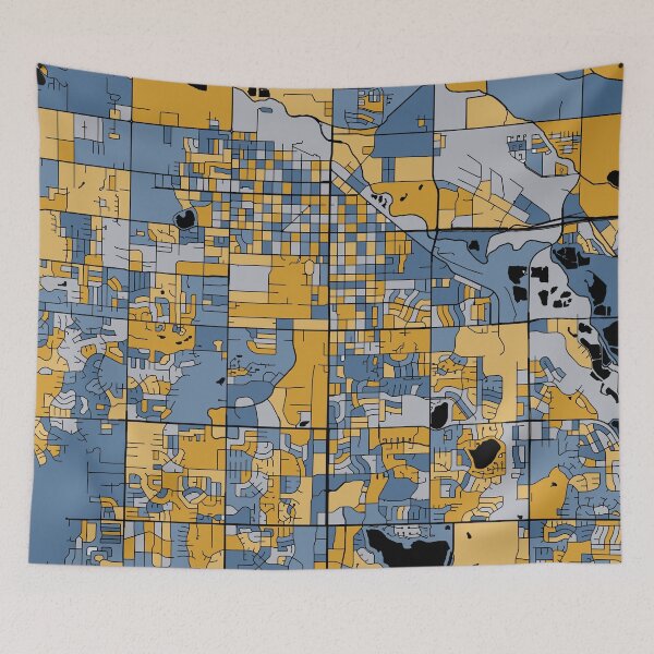 Item preview, Fort Collins Map Pattern in Blue & Gold designed and sold by PatternMaps.