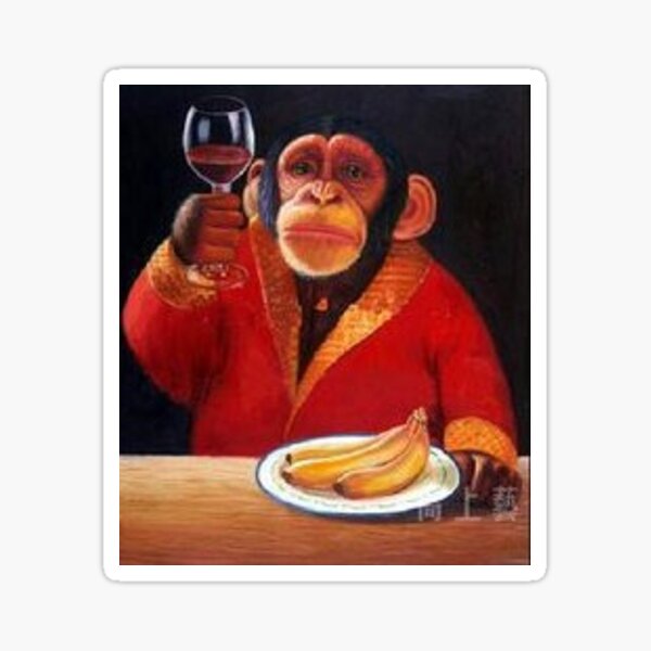 Item preview, chimp drinking wine designed and sold by steveothehero.