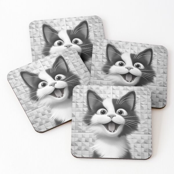 Item preview, Black and White Adorable Kitten Plush designed and sold by InkDazzle.