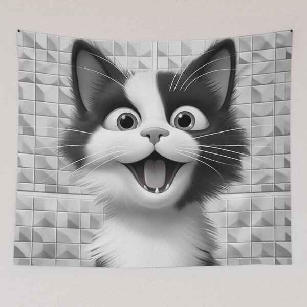 Item preview, Black and White Adorable Kitten Plush designed and sold by InkDazzle.