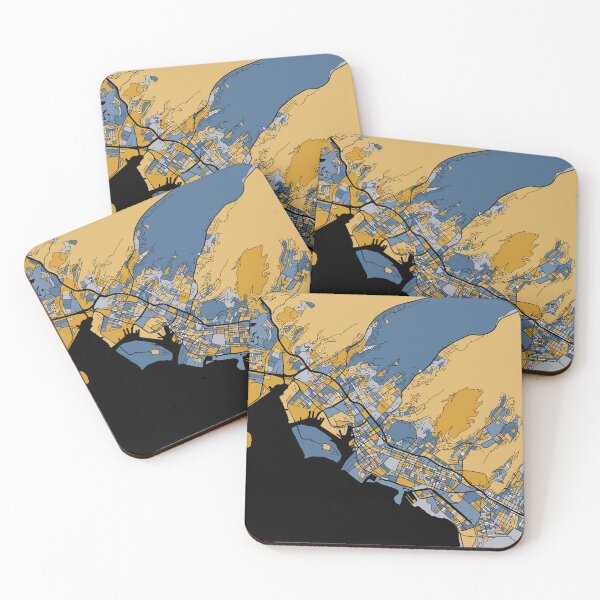 Artikelvorschau, Honolulu-Kartenmuster in Blau und Gold entworfen und verkauft von PatternMaps.