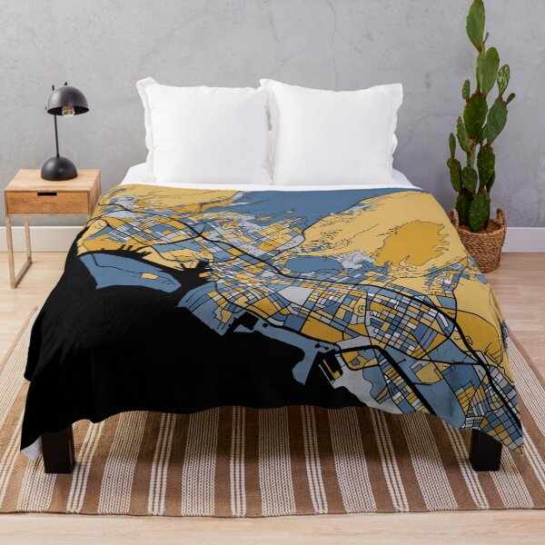 Artikelvorschau, Honolulu-Kartenmuster in Blau und Gold entworfen und verkauft von PatternMaps.