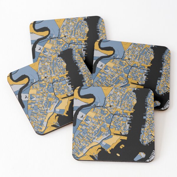 Item preview, Jersey City Map Pattern in Blue & Gold designed and sold by PatternMaps.