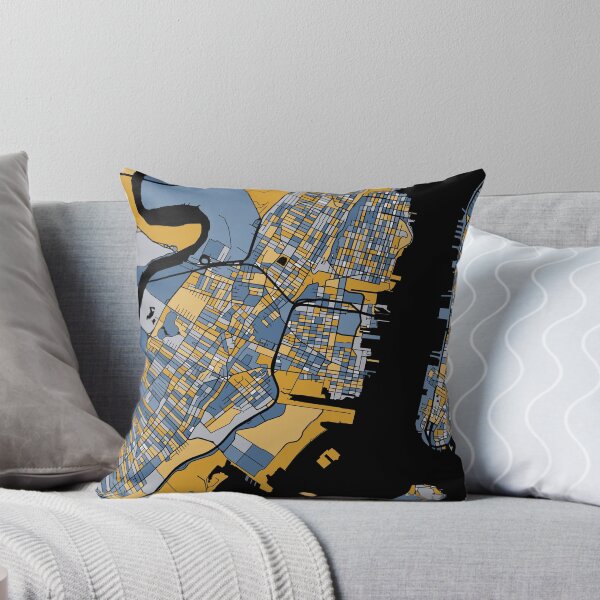 Item preview, Jersey City Map Pattern in Blue & Gold designed and sold by PatternMaps.