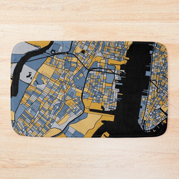 Item preview, Jersey City Map Pattern in Blue & Gold designed and sold by PatternMaps.
