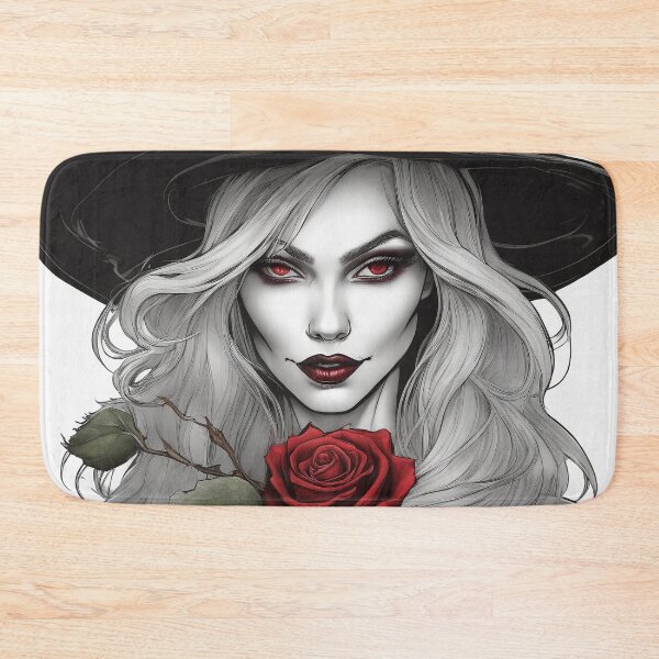 Item preview, Pale White Witch with Blood Red Eyes and a Red Rose designed and sold by BirdsnStuff.