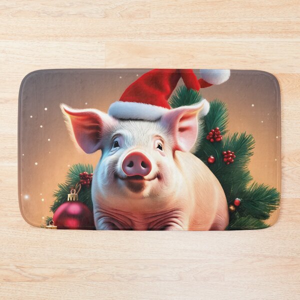 Item preview, funny pig as Santa, merry Christmas designed and sold by Mauswohn.