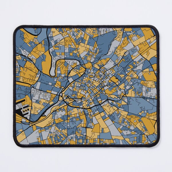 Item preview, Manchester Map Pattern in Blue & Gold designed and sold by PatternMaps.