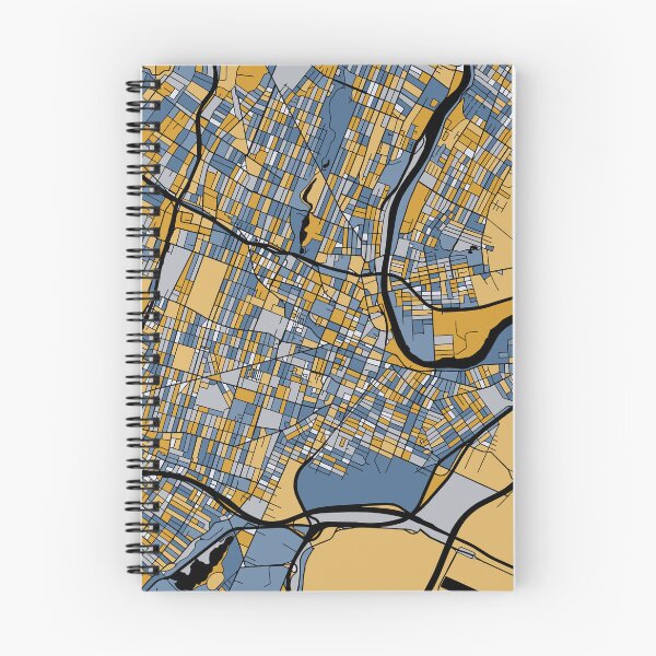 Item preview, Newark Map Pattern in Blue & Gold designed and sold by PatternMaps.
