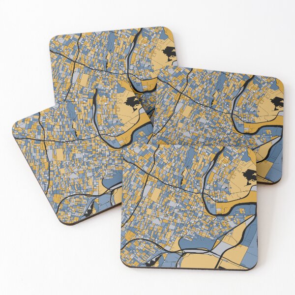 Item preview, Newark Map Pattern in Blue & Gold designed and sold by PatternMaps.