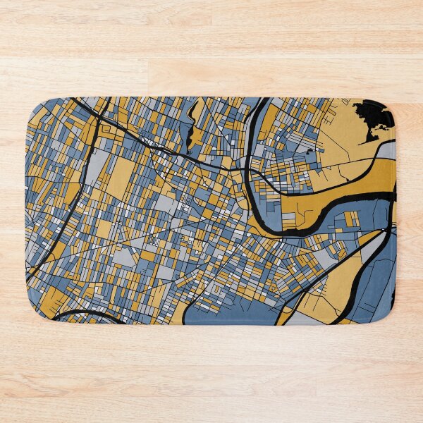 Item preview, Newark Map Pattern in Blue & Gold designed and sold by PatternMaps.