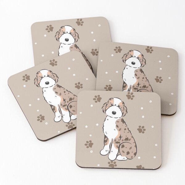 Item preview, Red Merle Tan Aussiedoodle Aussie Doodle Dog designed and sold by Lulupainting.
