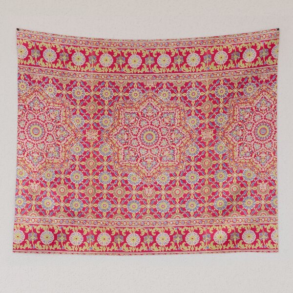 Item preview, Indian embroidery on crimson silk  designed and sold by fleurdesignart.