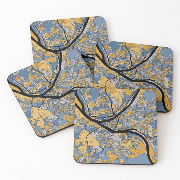 Item preview, Pittsburgh Map Pattern in Blue & Gold designed and sold by PatternMaps.