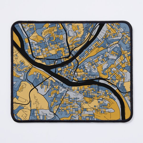 Item preview, Pittsburgh Map Pattern in Blue & Gold designed and sold by PatternMaps.
