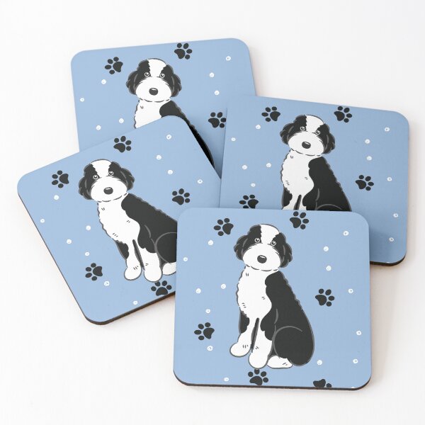 Item preview, Black White Aussiedoodle Aussie Doodle Dog designed and sold by Lulupainting.