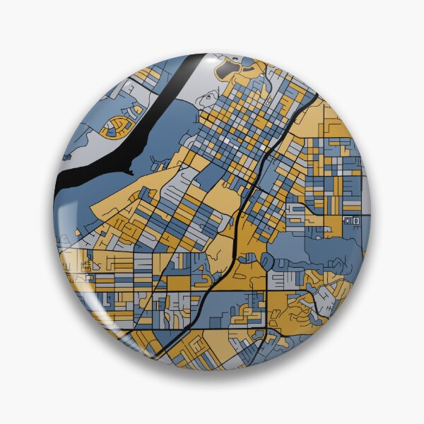 Item preview, Riverside Map Pattern in Blue & Gold designed and sold by PatternMaps.