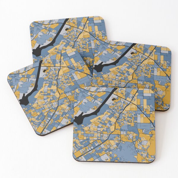 Item preview, Riverside Map Pattern in Blue & Gold designed and sold by PatternMaps.