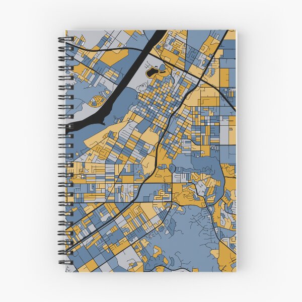 Item preview, Riverside Map Pattern in Blue & Gold designed and sold by PatternMaps.