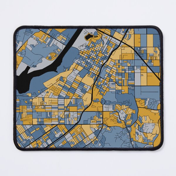Item preview, Riverside Map Pattern in Blue & Gold designed and sold by PatternMaps.