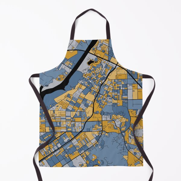Item preview, Riverside Map Pattern in Blue & Gold designed and sold by PatternMaps.