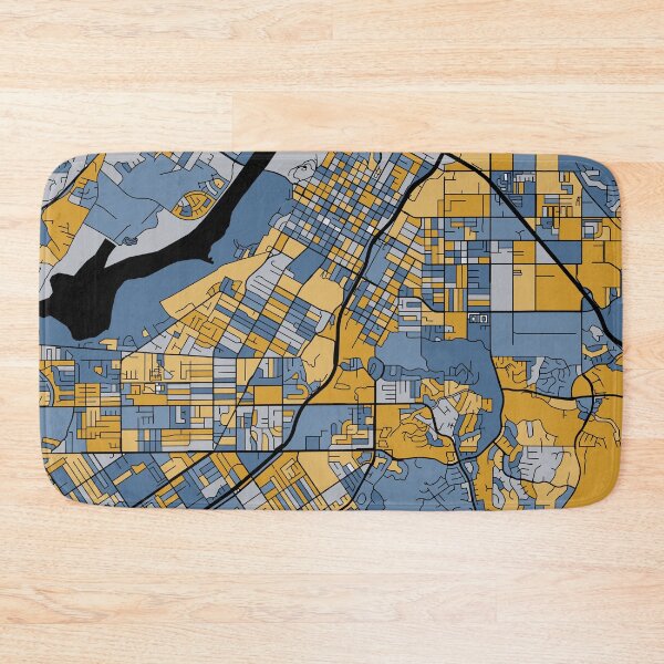 Item preview, Riverside Map Pattern in Blue & Gold designed and sold by PatternMaps.