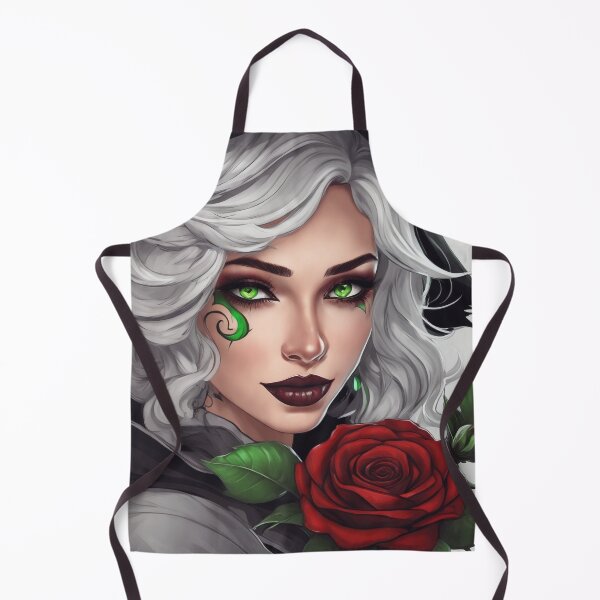 Item preview, Piercing Green Eyed Witch Holding a Single Red Rose designed and sold by BirdsnStuff.