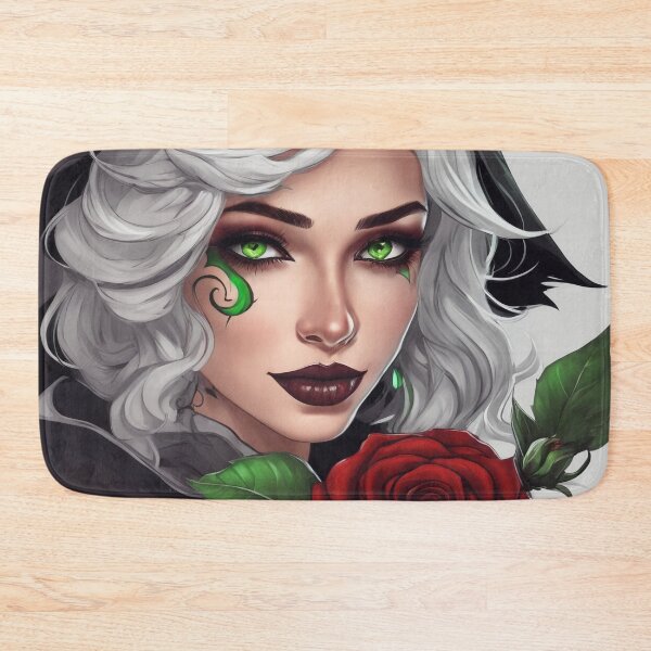 Item preview, Piercing Green Eyed Witch Holding a Single Red Rose  designed and sold by BirdsnStuff.
