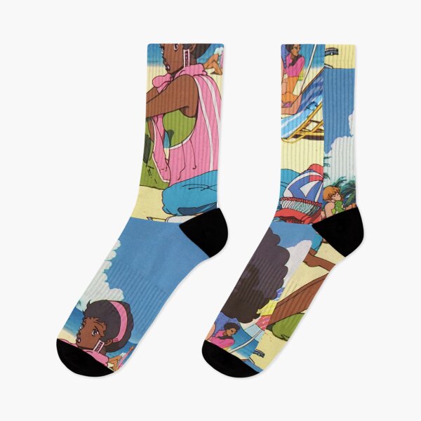 Item preview,  Retro 1980s anime girls on the beach designed and sold by SameeraDammeyer.