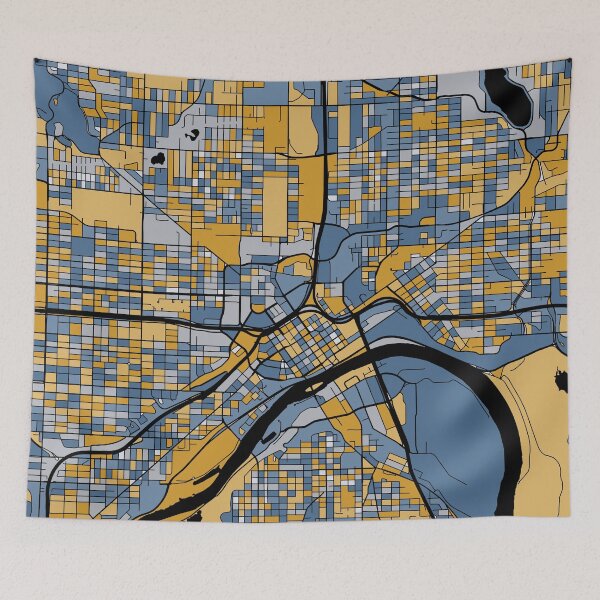 Item preview, Saint Paul Map Pattern in Blue & Gold designed and sold by PatternMaps.