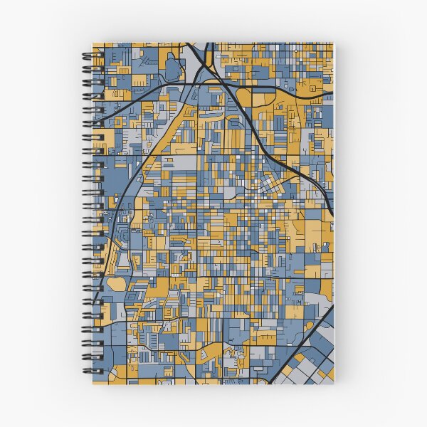 Aperçu de l'œuvre Motif de carte de Santa Ana en bleu et or créée et vendue par PatternMaps.