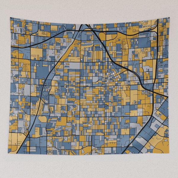 Item preview, Santa Ana Map Pattern in Blue & Gold designed and sold by PatternMaps.