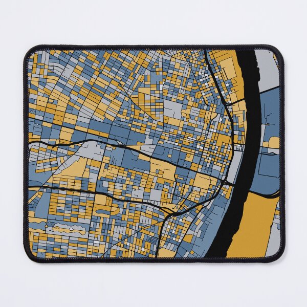 Item preview, St. Louis Map Pattern in Blue & Gold designed and sold by PatternMaps.