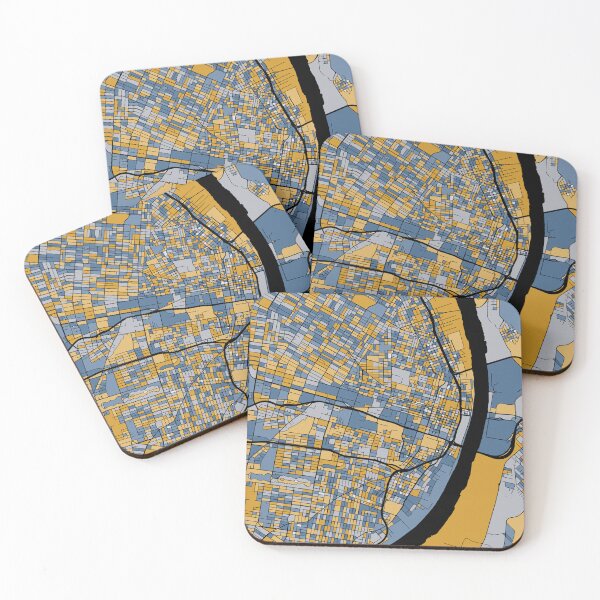 Item preview, St. Louis Map Pattern in Blue & Gold designed and sold by PatternMaps.