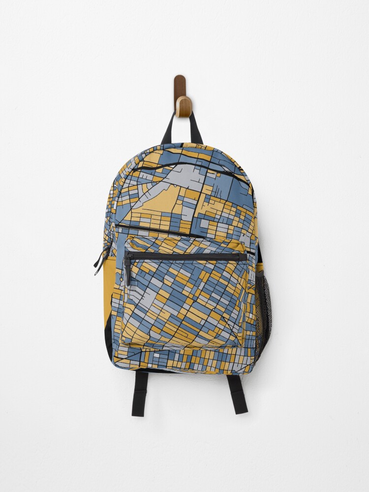 Thumbnail 1 of 3, Backpack, St. Louis Map Pattern in Blue & Gold designed and sold by PatternMaps.