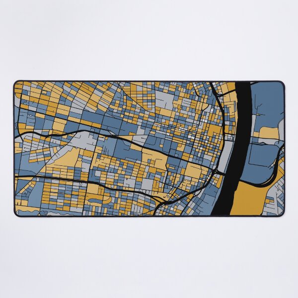 Item preview, St. Louis Map Pattern in Blue & Gold designed and sold by PatternMaps.