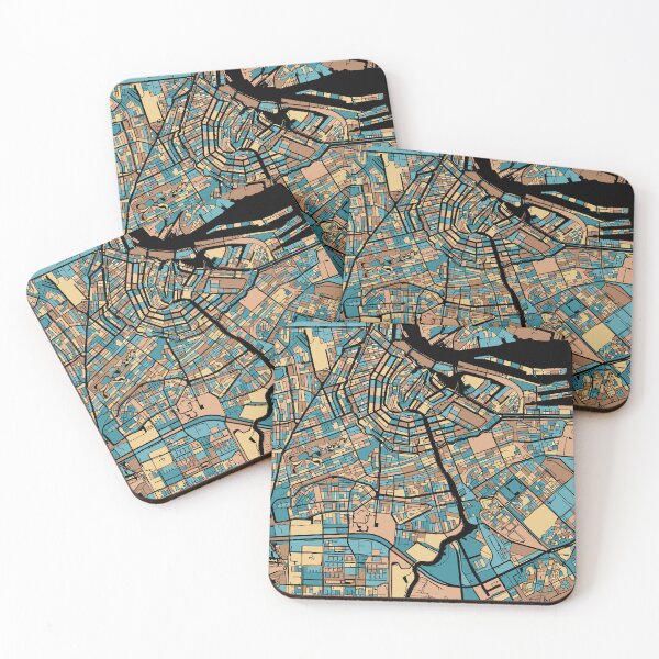 Item preview, Amsterdam Map Pattern in Mid Century Pastel designed and sold by PatternMaps.