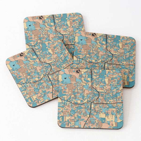 Item preview, Atlanta Map Pattern in Mid Century Pastel designed and sold by PatternMaps.