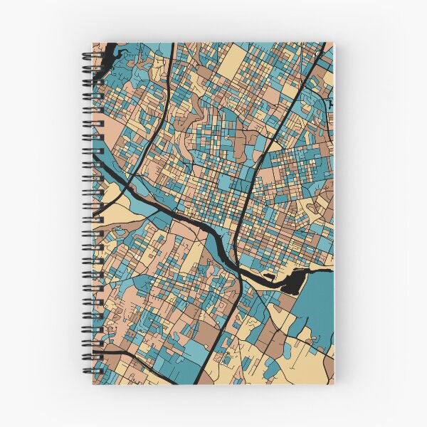 Aperçu de l'œuvre Modèle de carte d'Austin au pastel du milieu du siècle créée et vendue par PatternMaps.