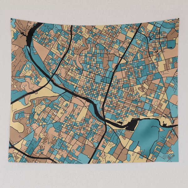 Item preview, Austin Map Pattern in Mid Century Pastel designed and sold by PatternMaps.