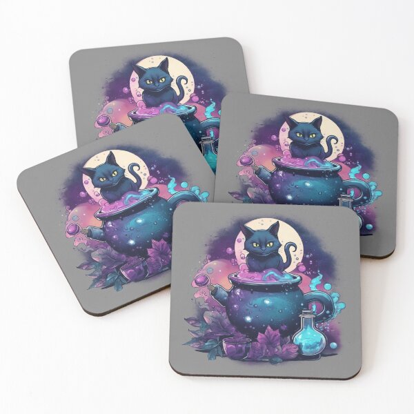 Item preview, Halloween Cat sitting in a Boiling Cauldron, pot, sizzlling hot designed and sold by BirdsnStuff.