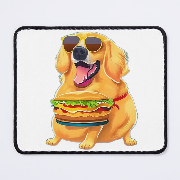 Item preview, Chubby Golden Joy - Whimsical Retriever with Hamburger Delight designed and sold by Freak-Scene.
