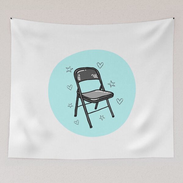 Item preview, Folding chair blue hearts and stars designed and sold by noneko04.