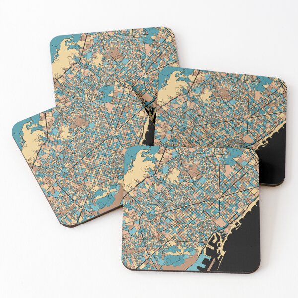 Item preview, Barcelona Map Pattern in Mid Century Pastel designed and sold by PatternMaps.